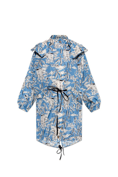 Shop Moncler Tropical Printed Hooded Parka In Multi