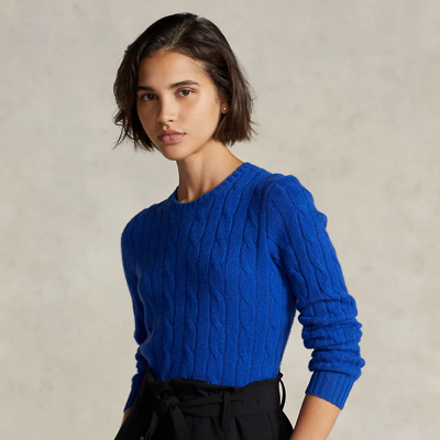 Shop Ralph Lauren Cable-knit Cashmere Sweater In Bright Royal