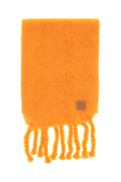 Shop Loewe Mohair And Wool Scarf In Orange