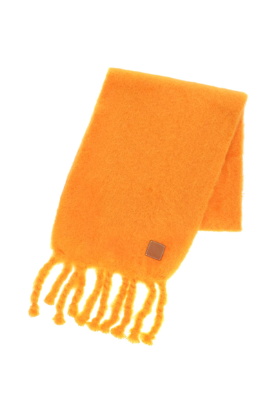 Shop Loewe Mohair And Wool Scarf In Orange