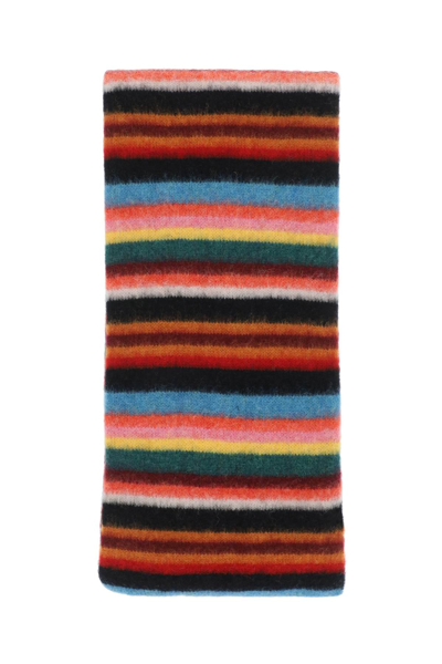 Shop Paul Smith All-over Signature Stripe Scarf In Green,light Blue,black,red