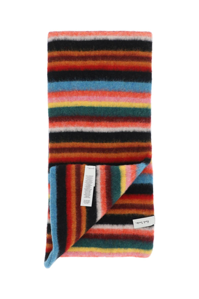 Shop Paul Smith All-over Signature Stripe Scarf In Green,light Blue,black,red