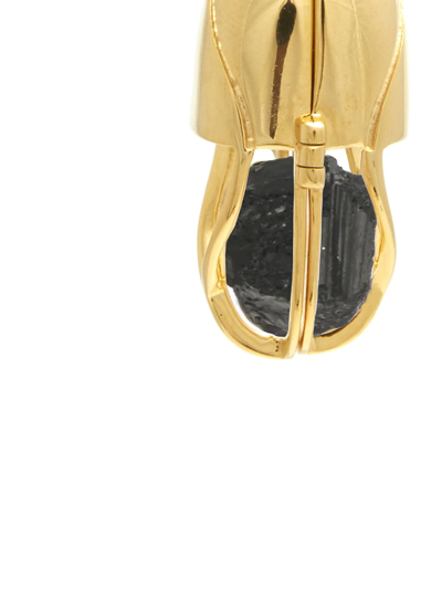 Shop Capsule Eleven Black Tourmaline Capsule Crystal Hoop Earring In Gold