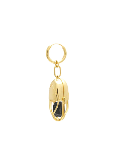 Shop Capsule Eleven Black Tourmaline Capsule Crystal Hoop Earring In Gold