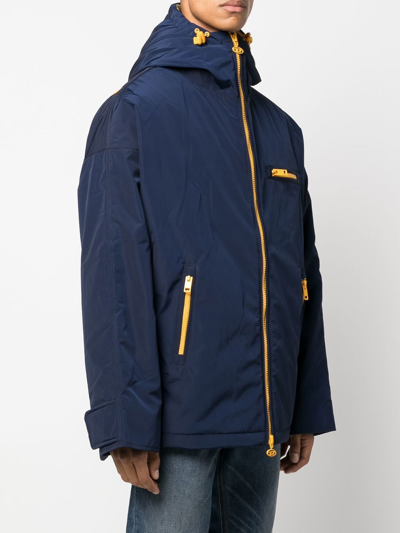 Diesel Hooded Logo-print Jacket In 蓝色