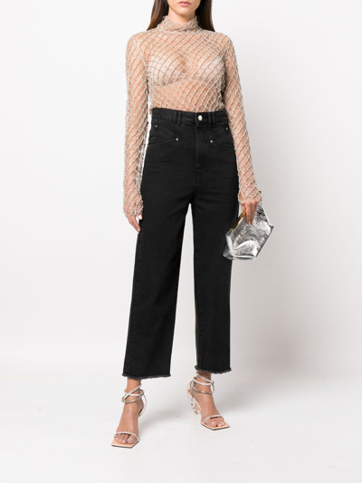 Shop Isabel Marant Sheer Crystal-embellished Mesh Top In Neutrals