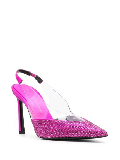 Sergio Rossi X Evangelie Smyrniotaki Satin & Vinyl Slingback Pump In Purple