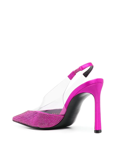 Sergio Rossi X Evangelie Smyrniotaki Satin & Vinyl Slingback Pump In Purple