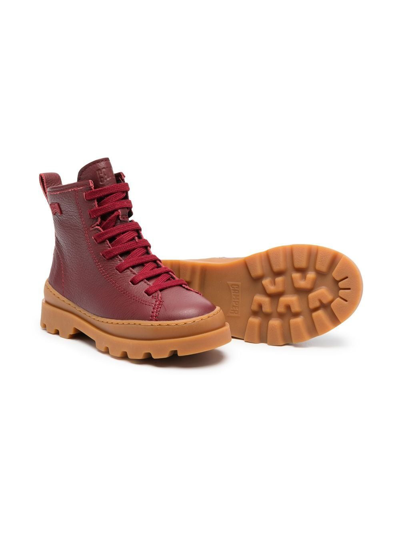 Camper Brutus Lace-up Leather Boots In 红色