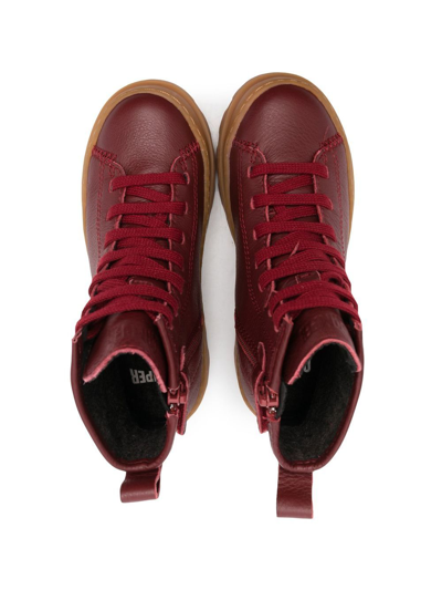 Camper Brutus Lace-up Leather Boots In 红色