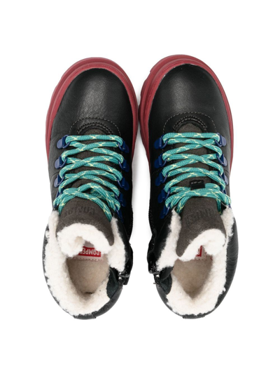 Camper Brutus Faux-shearling Lined Boots In 黑色