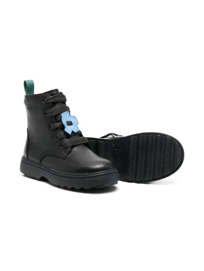 Camper Norte Twins Floral-patch Boots In 黑色