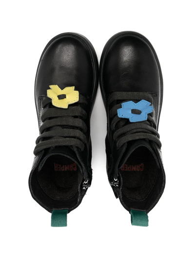 Camper Norte Twins Floral-patch Boots In 黑色
