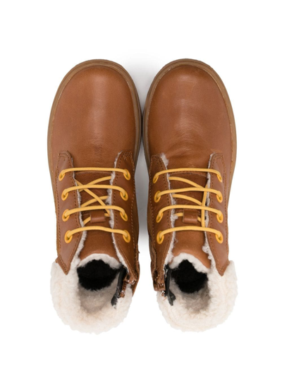Camper Kiddo Faux-shearling Lined Boots In 褐色
