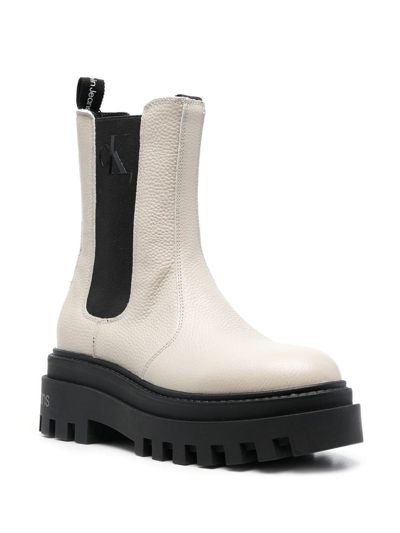 Shop Calvin Klein Jeans Est.1978 Platform Lug-sole Chelsea Boots In 中性色