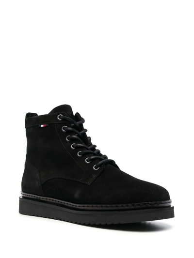 Tommy Hilfiger Cleated Suede Boots In 黑色