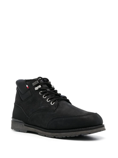 Tommy Hilfiger Cleated Suede Boots In 黑色
