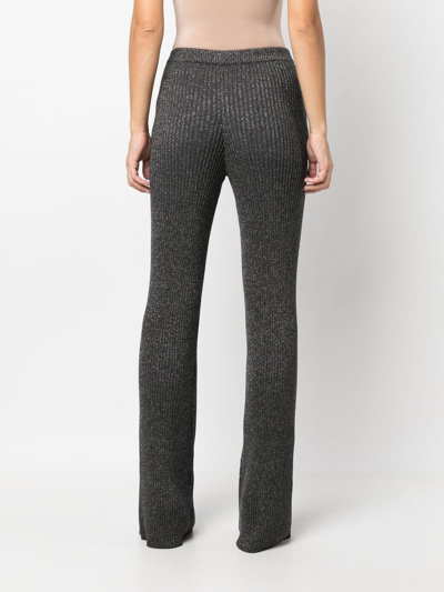 Shop Alberta Ferretti Ribbed-knit Straight-leg Trousers In 灰色