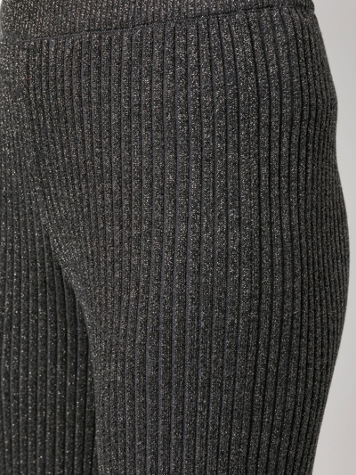 Shop Alberta Ferretti Ribbed-knit Straight-leg Trousers In 灰色