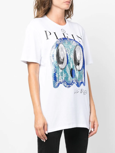 Shop Philipp Plein Graphic-print Cotton T-shirt In White