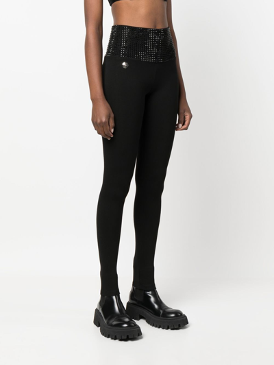 Philipp Plein Crystal-embellished Leggings In Black