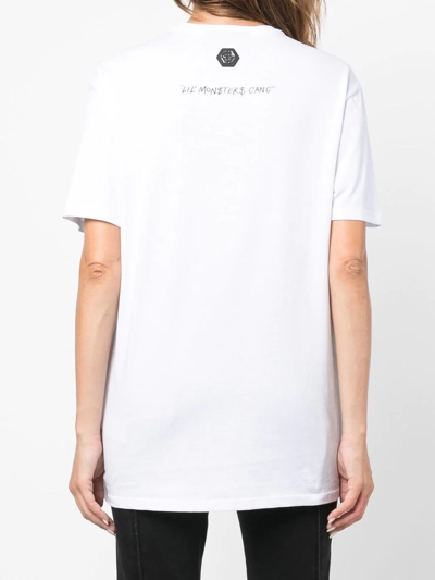 Shop Philipp Plein Graphic-print Cotton T-shirt In White
