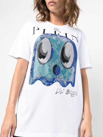 Shop Philipp Plein Graphic-print Cotton T-shirt In White