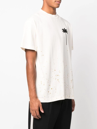 Palm Angels Splatter-effect Logo-print T-shirt In 中性色