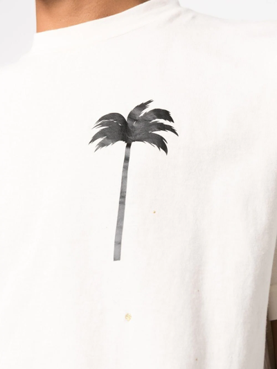 Palm Angels Splatter-effect Logo-print T-shirt In 中性色