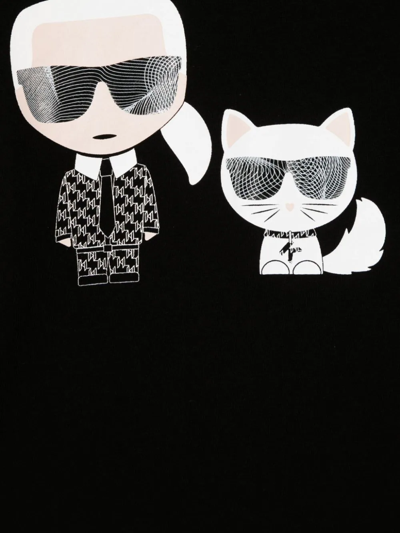 Shop Karl Lagerfeld Teen Ikonik Karl-print Long-sleeved T-shirt In 黑色