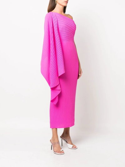 Shop Solace London Ribbed One-shoulder Dress In Pink