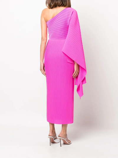 Shop Solace London Ribbed One-shoulder Dress In Pink