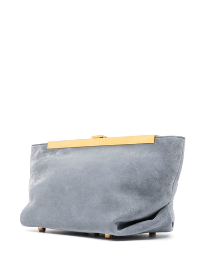 Shop Khaite Aimee Suede Clutch Bag In 蓝色