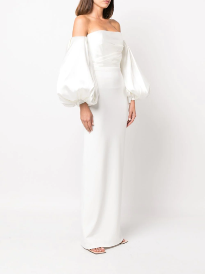 Shop Solace London Carmen Off-the-shoulder Gown In White