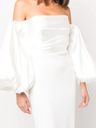 Shop Solace London Carmen Off-the-shoulder Gown In White