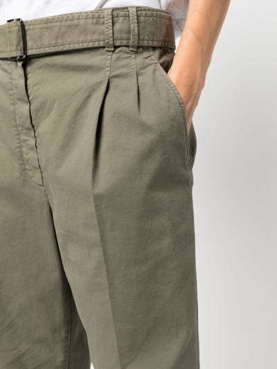 Brunello Cucinelli Cropped Pleat-detail Cargo Pants In 绿色
