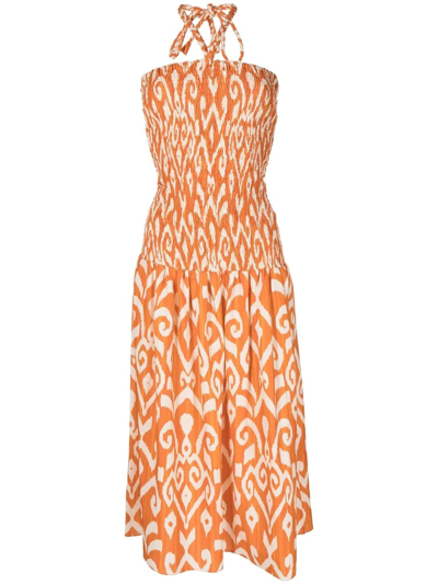 Shop Bambah Linden Halterneck Midi Dress In Orange
