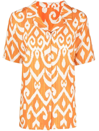 Shop Bambah Geometric Short-sleeve Shirt In Orange