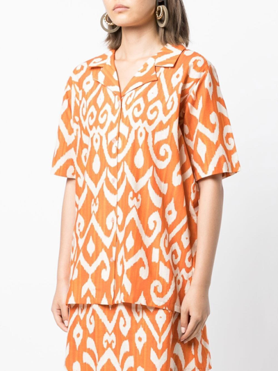 Shop Bambah Geometric Short-sleeve Shirt In Orange