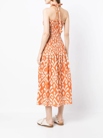 Shop Bambah Linden Halterneck Midi Dress In Orange