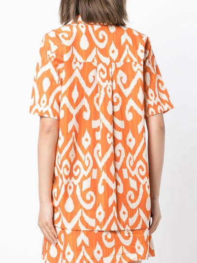 Shop Bambah Geometric Short-sleeve Shirt In Orange