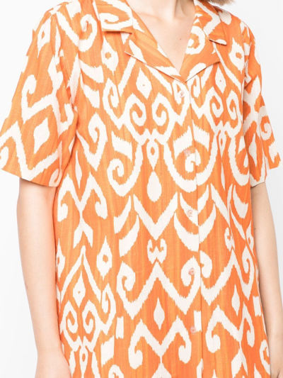 Shop Bambah Geometric Short-sleeve Shirt In Orange