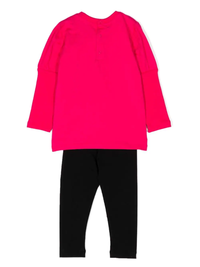 Shop Moschino Logo-print Babygrow Set In 粉色