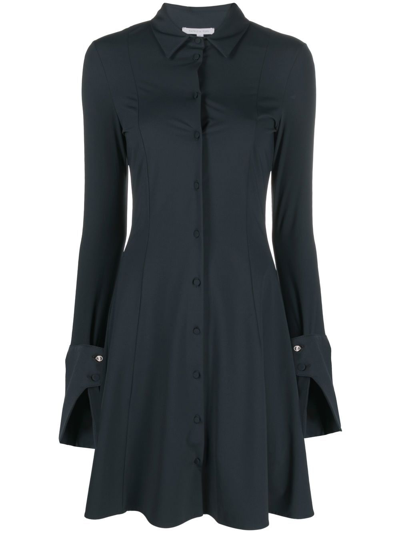 Shop Patrizia Pepe Pointed-collar Belted Shirt Dress In 蓝色
