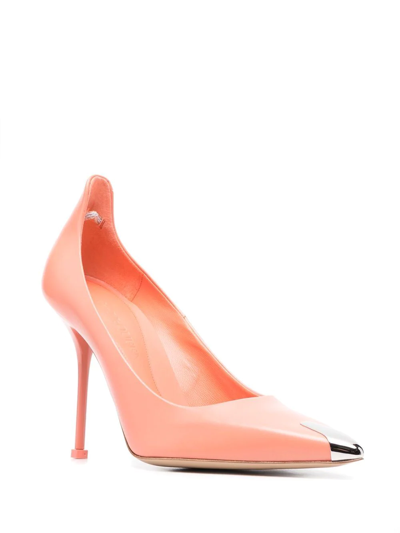 Shop Alexander Mcqueen 110mm Metal-toecap Pumps In Orange