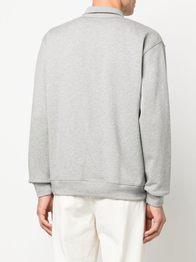 Shop Mackintosh Logo-print Zipped Polo Shirt In Grey