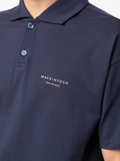 Shop Mackintosh Rain Shine Logo-print Polo Shirt In Blue