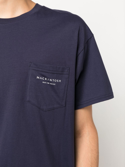Shop Mackintosh Rain Or Shine Print T-shirt In Blue
