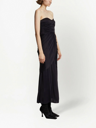 Shop Proenza Schouler Bustier-neckline Draped Dress In Black