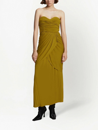 Shop Proenza Schouler Bustier-neckline Draped Dress In Green